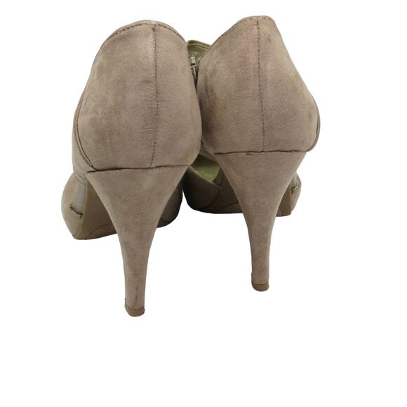 Fergalicious Taupe Tan Suede Ankle Wrap Heels Size 8 - Picture 4 of 8